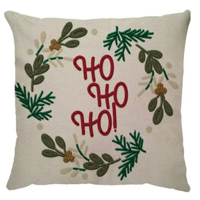 Capa de Almofada Natalina Decoração de Natal Festa Enfeite Papai Noel Renas Boneco de Neve Linho Estampado 43x43cm