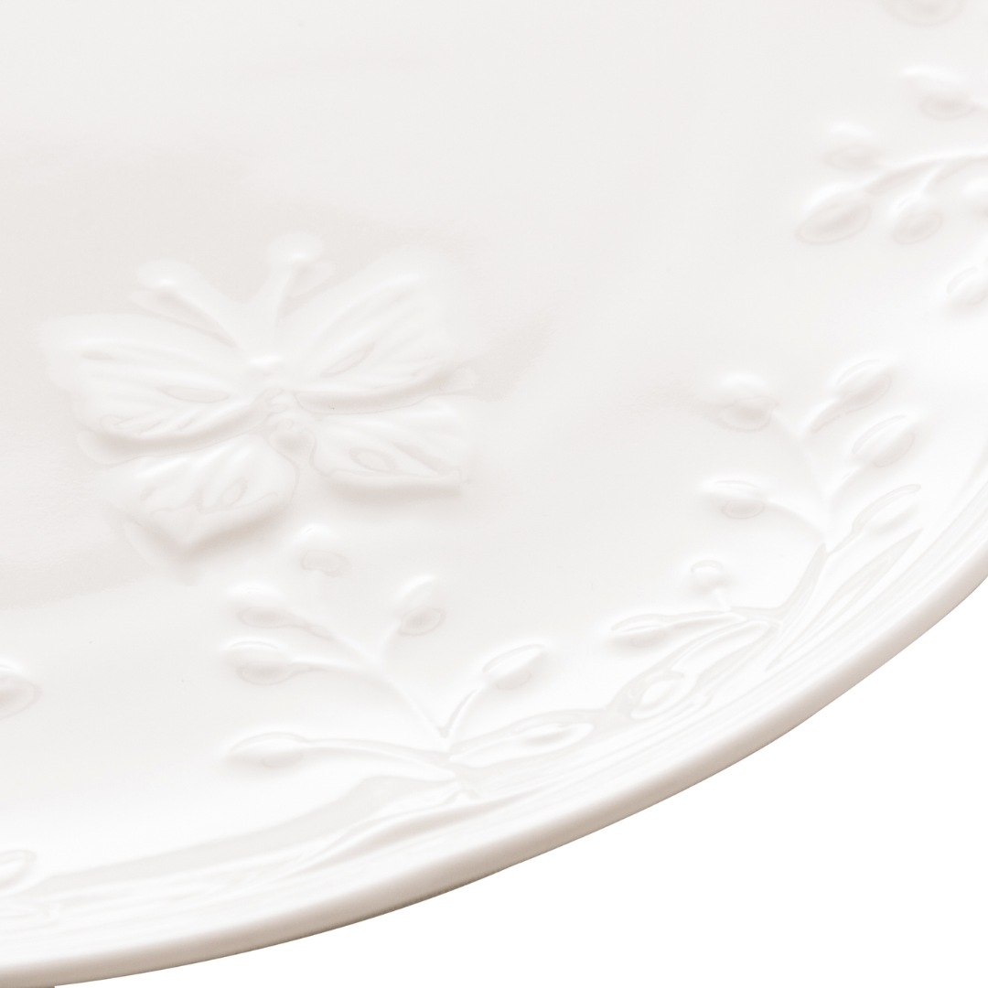 Prato Raso Porcelana New Bone Butterfly Flower 27cm