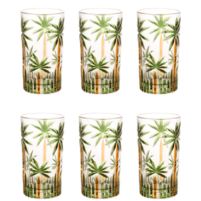 Jogo 6 Copos Altos em Cristal Palm Tree 360ml