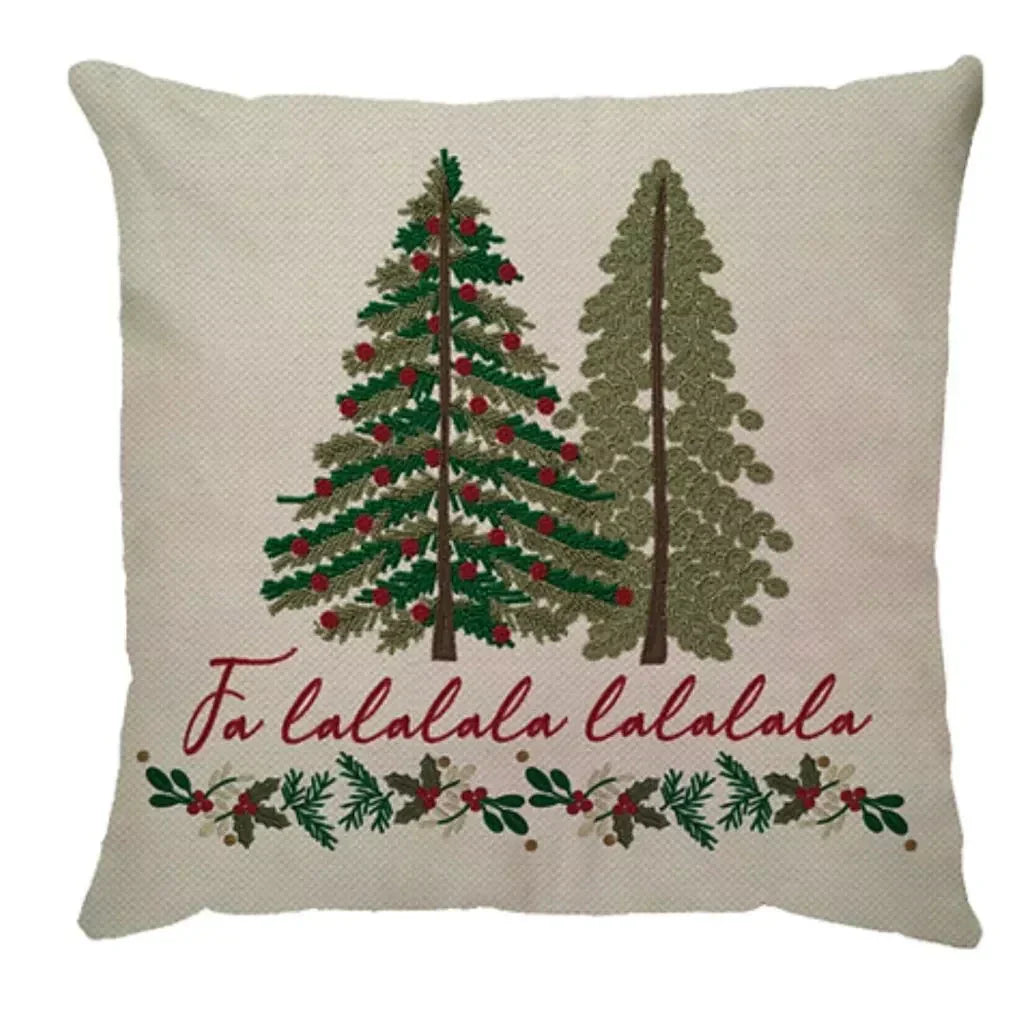 Capa de Almofada Natalina Decoração de Natal Festa Enfeite Papai Noel Renas Boneco de Neve Linho Estampado 43x43cm