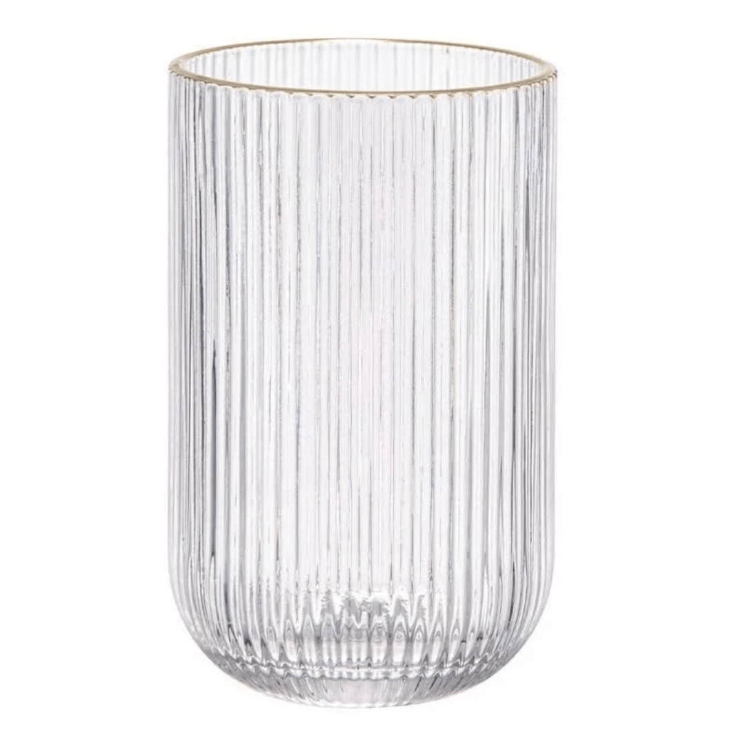 Jogo 6 Copos Cameratta em Vidro com Borda Dourada 425ml