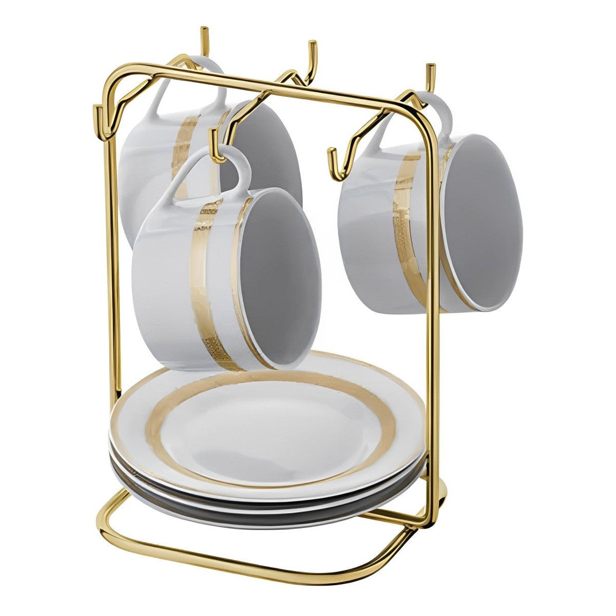 Suporte Porta Xícaras e Pires de Chá Dourado