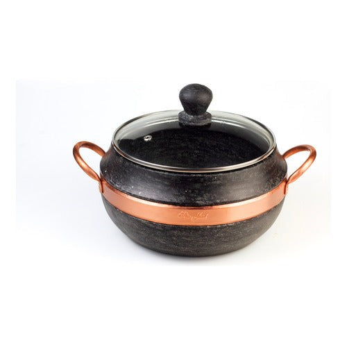 Conjunto de Panelas em Pedra Sabão Tampa de Vidro - 1,5; 3; 3,6 lts