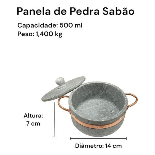 Jogo de Panelas Pedra Sabão 04 peças - 500ml +1L +1,5L +3L