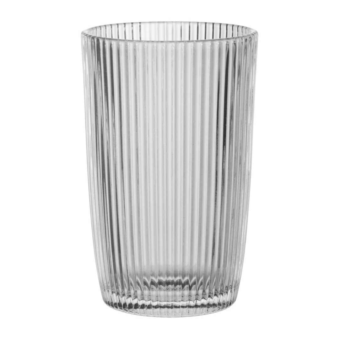 Jogo 6 Copos de Vidro Alto Long Drink Graffiato Transparente 370ml